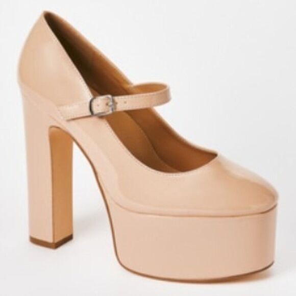 Shoe Dazzle Shoes - Sexy Nude Platform Mary Jane High Heels